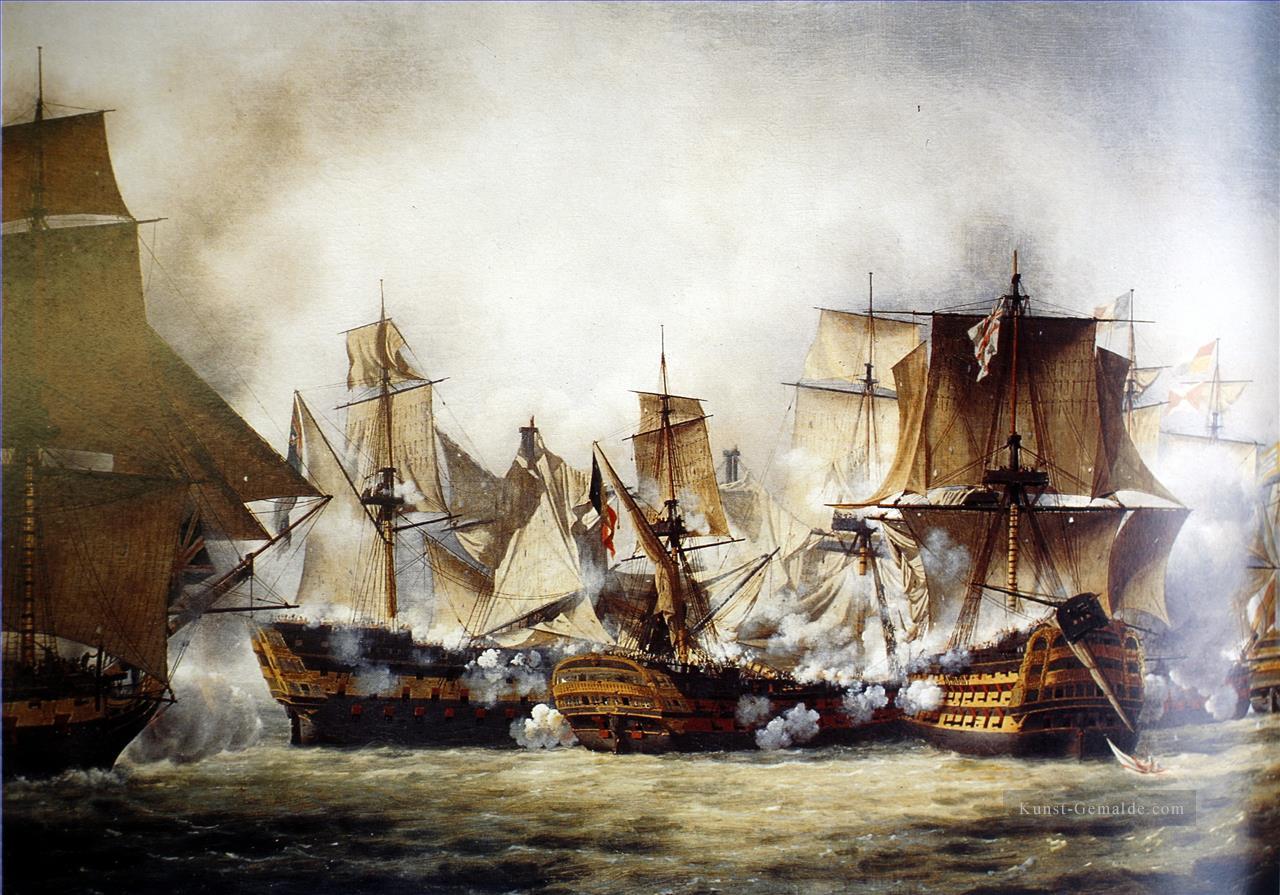 Trafalgar Crepin Kriegsschiff Seeschlacht Ölgemälde